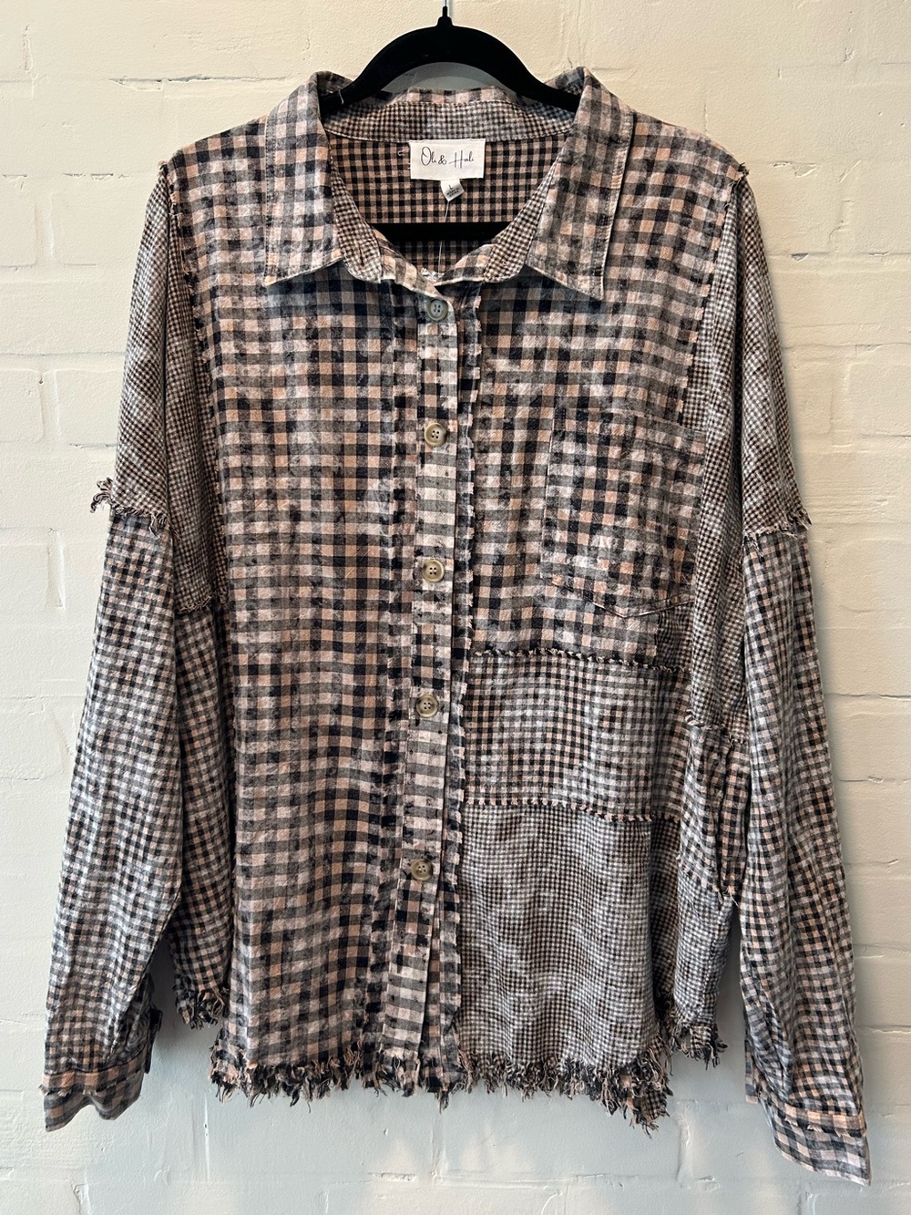 Oli & Hali Black and Beige Checked Button-Down Shirt